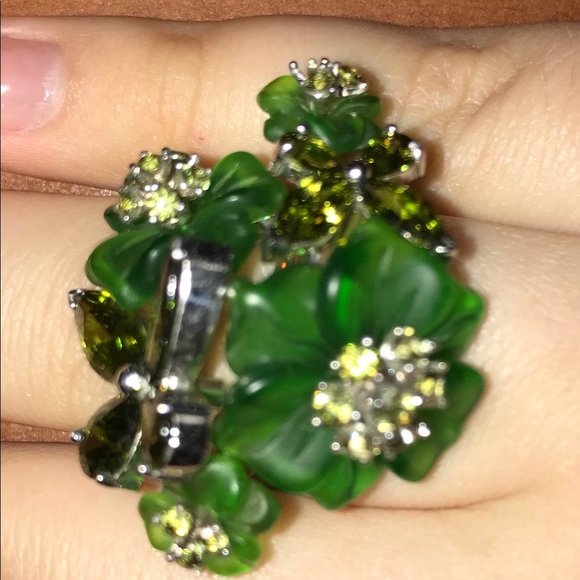 New Genuine Unique Marcasite Peridot Citrine Murano 925 Silver Ring/Earrings - Picture 3 of 6